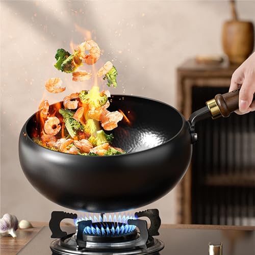 Wok de hierro sin recubrimiento, grande, cuerpo sólido miniatura 4