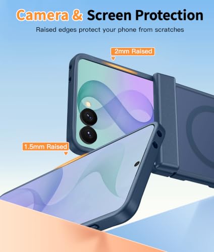 Image of FNTCASE for Samsung Galaxy Z Flip 8 Case: [Hinge Protection + Screen Protector] [Fit for Magsafe] Military Grade Drop Proof, Translucent Matte Protective Phone Cover - Blue