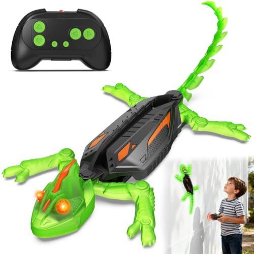 GraceDuck Glow-in-the-Dark Wall-Climbing RC Toy Rechargeable Remote Control with LED Eyes Climbing Walls 360 Rotating Climbing for Floor and Wall Gift for Kids Aged 3+ Christmas Birthday