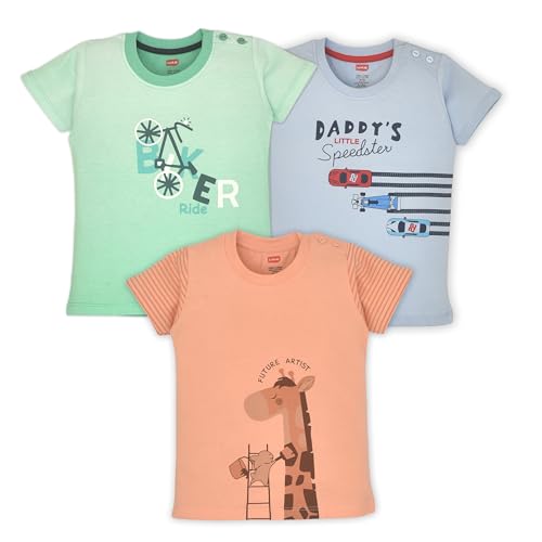 Image of LuvLap Baby Boys Regular Fit 100% Cotton Full Sleeves Boys T-Shirt Set Pack of 3