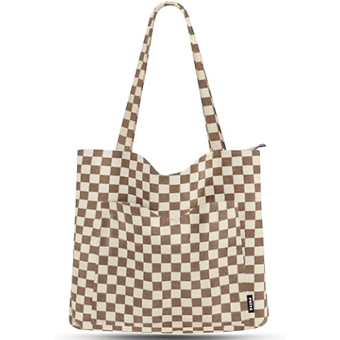 Prite Large Corduroy Tote Bag with Pockets Cover