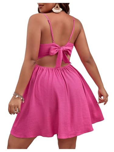 Image of Floerns Women's Plus Size Cut Out Twist Front Sleeveless Flare Hem Cami Dress