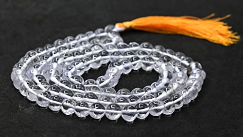 Image of Crystal Heaven Sphatik Mala 108 Beads Original Japa Prayer Beads-Spatik Mala Healing Gemstone Clear Quartz For Yoga Meditation Spiritual Reiki Feng Shui (7Mm Beads)