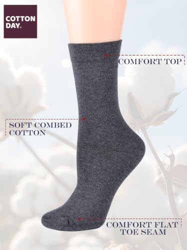 Image of COTTON DAY Women's Soft Combed Cotton Socks Seamless Toe Black White Navy
