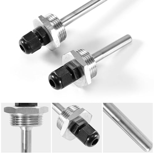 2 Stück 3/4 Zoll Tauchhülse 100MM, G 3/4 Zoll Gewinde für Temperatursensor, 304 Edelstahl Tauchschutzrohre für Thermoelemente, 8 x 100mm Tauchhülsen, 3/4 Schutzrohr für Temperaturfühler