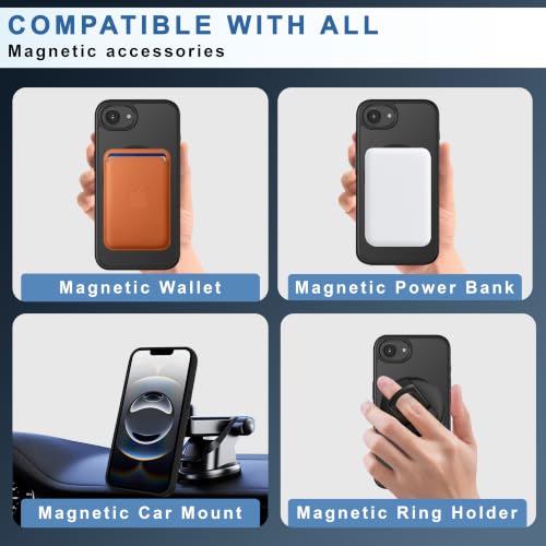 Image of CEDO Magnetic Cover for iPhone 16e / iPhone 17e | Compatible with MagSafe Wireless Charging | Matte Black Case Designed with Magnetic Lock Shockproof Edge Protection Backcover (Translucent Black)