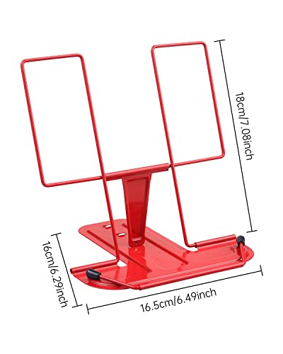 Msdada 2Pc Metal Book Stand For Desk, Adjustable Reading Rest Book Holder, Portable Cookbook Documents Holder, Sturdy Typing Stand For Recipes Textbooks Tablet Music Books With Page Clips (Red) #TOP3
