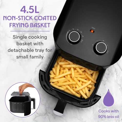 Image of Borosil 4.5 L Best 1380W Air Fryer | 4 in 1 Function with QuickFry Technology, Auto Off Function | Air Fryer for Bake, Grill, Roast, Reheat etc. | 90% Less Oil | 2 Year Warranty | Black