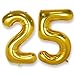 AULE Luftballon Zahl 25 Gold: XXL 101 cm Zahlen Folienballon Geburtstag Gold 52 Jahre 40 Zoll Helium Ballon Zahlenballon für Babyparty Jubiläum Deko