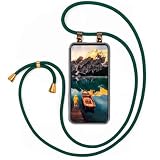 moex Catena per cellulare compatibile con Samsung Galaxy M52 5G Custodia con cinturino regolabile in lunghezza, per cellulare a tracolla, custodia in silicone trasparente con cordoncino in verde