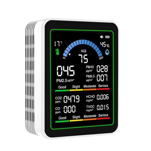 Monitores de aire para interiores PM2.5 / PM 1.0 /PM10 /HCHO/TVOC/Humedad/Temperatura Monitores para oficinas en casa Probador de aire para el hogar