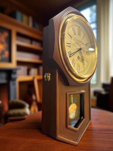 Image of N G T Station Clock Vintage Wooden Wall Clock with Pendulum - Antique Victorian Style, Silent Quartz Movement, Roman Numerals, Decorative Home & Office Clock