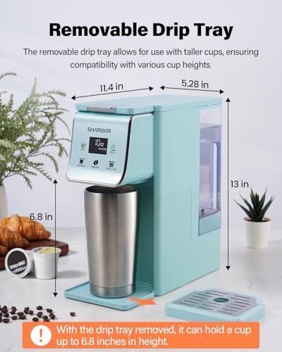 Image of K Cup Coffee Maker With Bold Setting, Single Serve Hot & Iced Coffee Maker for K-Cup and Grounds, 52oz Removable Water Tank, 6 to14oz Brew Sizes, Pod Coffee Machine With Reusable Filter, Blue