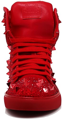 Image of Enzo Romeo Men's High Top Crystal Shimmer Rhinestone Blink Flat Spike Fashion Sneakers Shoes BUL2