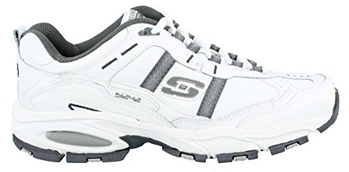 Skechers Sport Men's Vigor 2.0 Serpentine Memory Foam Sneaker,White/Charcoal,8 M US