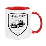 Hochwertige Keramik-Tasse Classic Wheel - Vintage Car - Käfer - hochwertiger Keramik-Kaffeebecher - Cups by t? - Kaffeetasse - Spruchtasse - Tasse mit Spruch - Geschenk