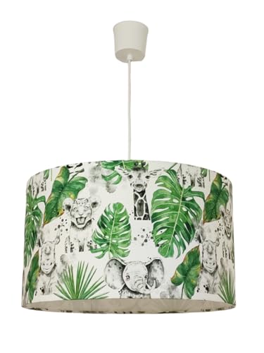 JourDePluieCreations Lustre suspension abat-jour motifs animaux de la jungle - tigre - girafe - rhinocéros - éléphant idée cadeau anniversaire noël...
