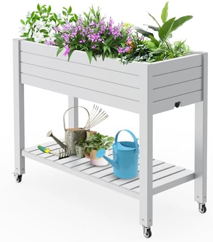 Resin Raised Garden Bed with Legs: What the Top 5 Choices Reveal 5 EasyUp Elevated Horticulture Raised Garden Bed with Legs, Divisible Raised Resin Planter Box for Backyard, Patio, Balcony, with 4 Legs, 4 Swivel Lockable Wheels, and Storage Shelf,Ashen