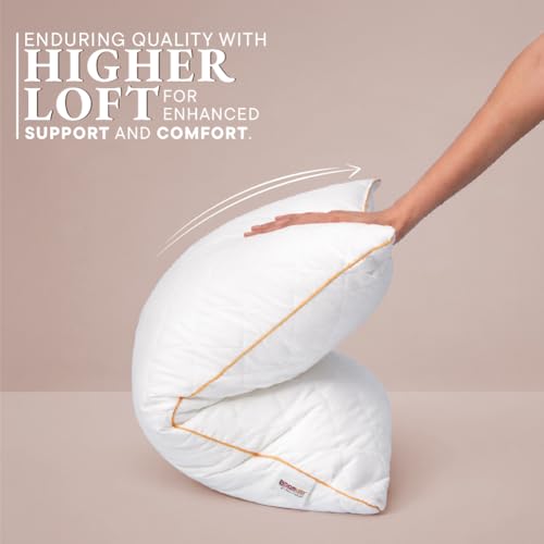 Image of Spaces Quilted Microfiber 105 GSM Plain Pillow Fillers Set of 2 | Reversible, Breathable & Lightweight - 43 x 68 Cm - White