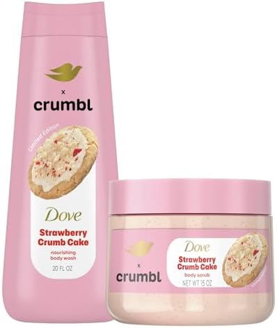 Moisturizing Strawberry Crumb Cake Body Wash & Scrub Combo, 20oz Wash + 15oz Scrub, Limited Edition, Paraben & Sulfate Free, For Body, Improves Skin Texture, Moisturizes