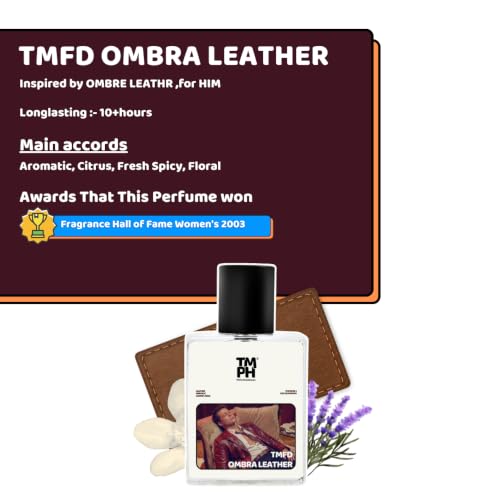 Image of TMPerfumehouse Tmfd Ombra Leather EDP for Men | Leathery, Floral & Long Lasting Perfume Spray | Leather, Whitefloral & Warmspicy Fragrance | Luxury Gift for Him | TMPH | 50ml