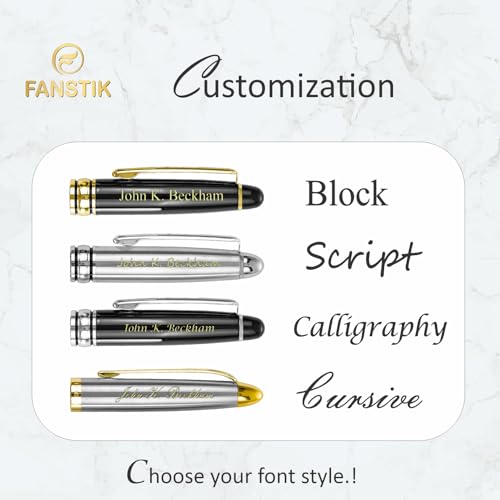 FANSTIK Customized BallPoint pen with name (MADE IN USA), stainless steel, black and gold, luxury engraved pen personalized for men and for women. (BallPoint Black-Gold) - Image 5