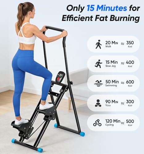 Image of 3-Level Adjustable Cardio Stair Stepper for Home, Folding Vertical Stair Stepper with Non-Slip Pedals & LCD Monitor, Portable Stair Stepper with Resistance & Handlebar, Supports 350 LBS, Unisex