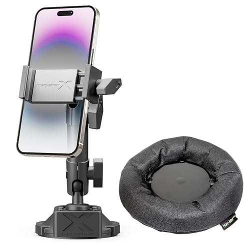Bracketron Nav-Mat and X Heavy Duty Cell Phone Dock PRO Metal Clamp Phone Mount Portable Phone Holder and Portable Universal Anti Skid Underside Friction Pad Phone Stand