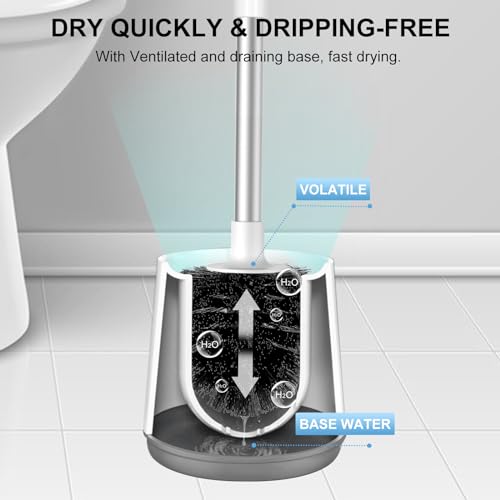 image for SetSail Toilet Brush and Holder, Self Closing Lid Toilet Bowl Brushes 