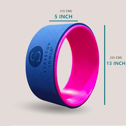 Image of Streetup India Yoga Wheel for Stretching, Exercise, Back Bends, Workout for Unisex With High Density Strong Foam Sweat Resistant (Purple Wheel & Brick)