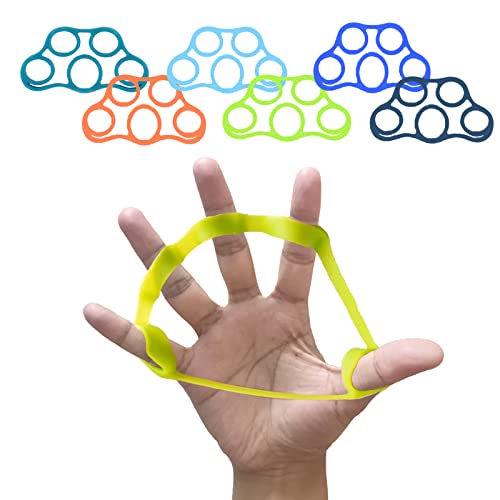 Fingermuskeltrainer, Fingerdehner, Gummimuskeltrainer, Handtrainer, Stärkung der Fingerkraft, 3 verschiedene Intensitäten, Klettertraining (6 Stück)