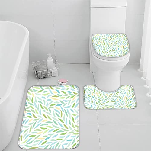 Badezimmerteppich-Set 3Teilig Geometrie rutschfest Waschbar Badematte Badezimmer Weich Mikrofasern WC-Deckelbezug…