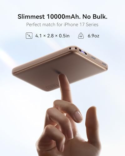 Image of INIU Slimmest Power Bank for MagSafe, 10000mAh Qi2.2 Certified 25W Wireless & 45W Wired USB C Fast Charging Portable Charger, Flight-Safe Travel Phone Magnetic Battery Pack for iPhone etc, Brown