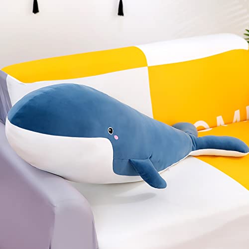YUDIZWS Peluche De Ballena Grande Lindo Juguete Suave y Esponjoso, Almohada para Abrazar con Animales del Océano Gigante Regalos de Ballena Azul para Cumpleaños de Niños,Azul,140cm/55inch Cover