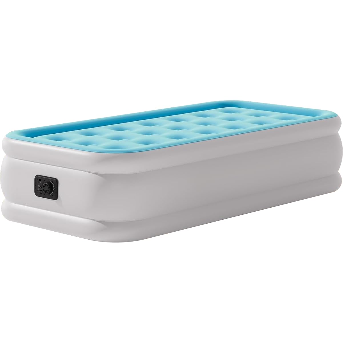 REACH HOPE Air Mattress Twin with Built in Pump, 18" Height Foldable Blow up Air Bed, Comfort Self Inflatable Mattress Single Bed for Home, Travel, Camping & Guests, Blue