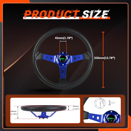 image for RASTP Universal Racing Steering Wheel,Drifting Deep Dish Steering Whee