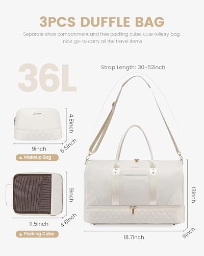 LOVEVOOK Travel Bag,Weekender Bag for Women Travel Duffle Bag with Shoe Compartment,Carry on Overnight Bag with Wet Pocket,Gym Yoga Duffel Bag,Hospital Bags for Labor and Delivery,3 Pcs Set2