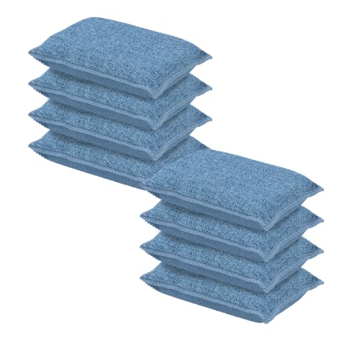 Image of Miracle Microfiber Scrubbing Sponge, Blue Extra Scrubbing Power Sponge for Kitchen, Sink, Pot, Pan and Dish Washing, Super Absorbent and Rapid Drying 8-Pack