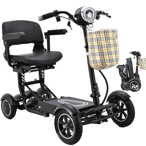 Image of Dragon Mobile EX 25 Miles Long Range 4-Wheel Folding Electric Scooter, Exclusive Large Seat, Portable Travel Scooter for Adults Seniors - Matte Black (Matte Black)
