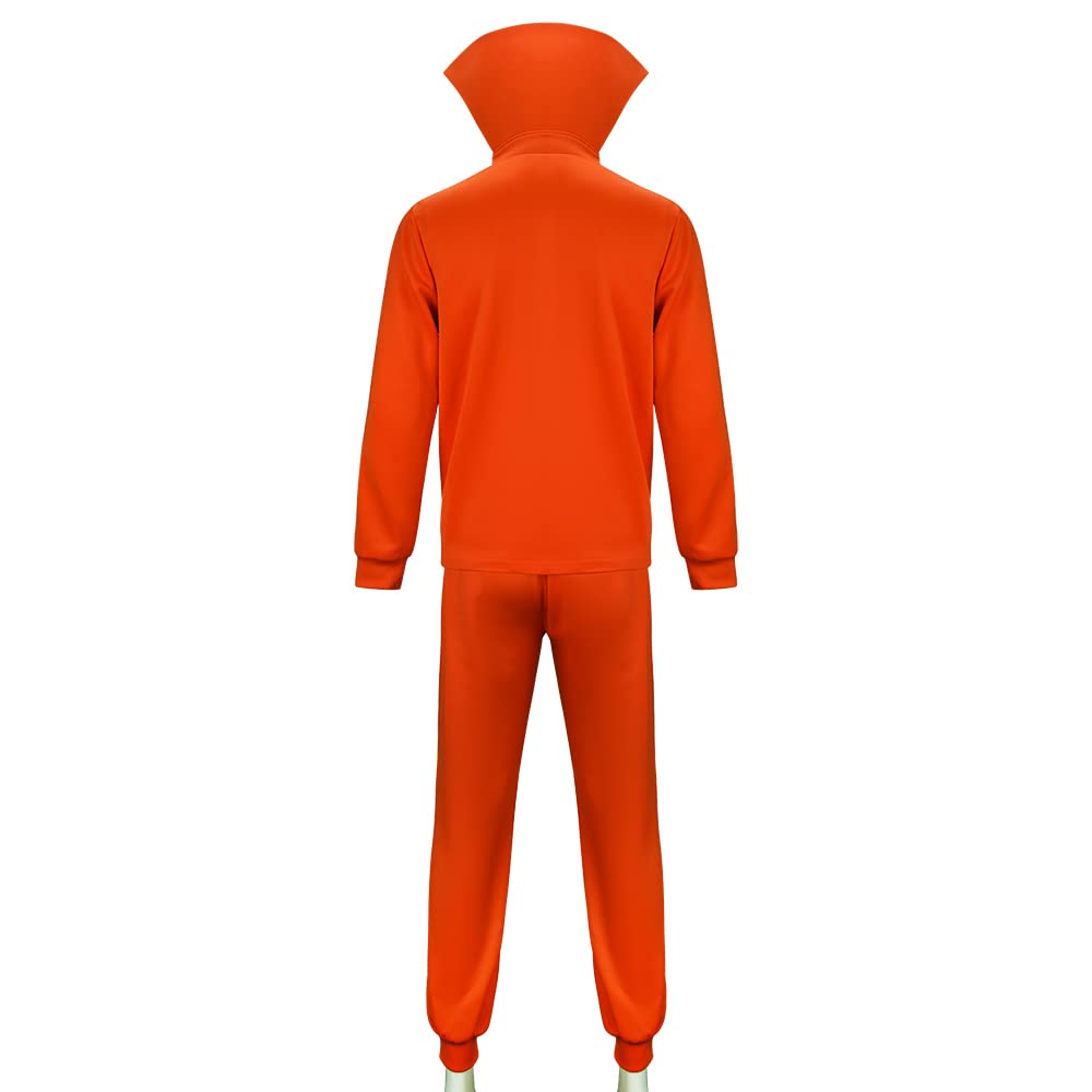 Funhoo Tuta da Ginnastica Abiti Sportivi Costume Cosplay Arancione Colletto Stand-up Cappotto Pantaloni Allenamento Palestra Abbigliamento Sportivo Cerniera per Uomo Ragazzo