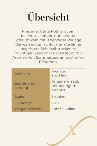 Freixenet Carta Rotiña (6 x 0,75 l) – Halbtrockener Sparkling Wine aus Spanien mit Sommerbeeren und Pflaumen, feine Perlage – Als Aperitif oder zu Fleisch- und Gemüsegerichtenn