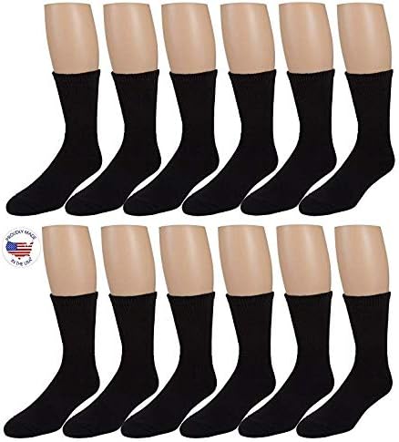 ZEKE Men's Diabetic Socks, Loose Crew Fit For Better Circulation -6 or 12 Pack -Made in USA