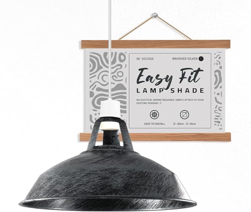 Moderne Retro-Lampenschirme aus Metall, Deckenlampenschirme, einfach zu montierende Lampenschirme, für Vintage-Industrie-Pendelleuchten, Schlafzimmer, Küche, antiker Lampenschirm (Gebürstetes Silber) Moderne Retro-Lampenschirme aus Metall, Deckenlampenschirme, einfach zu montierende Lampenschirme, für Vintage-Industrie-Pendelleuchten, Schlafzimmer, Küche, antiker Lampenschirm (Gebürstetes Silber)