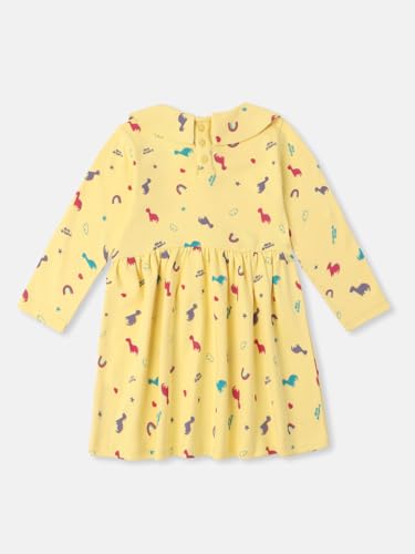 Image of Nautinati Baby Girls 100% Cotton Peterpan Collar Printed Dress | Age 0-3 Years