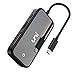 Produktbild uni USB C Hub 7 in 1, USB C HDMI Hub mit verbesserter Abschirmung, Unterstützung von 4K HDMI, PD 60W, USB 3.0, Kompatibel für MacBook, iPad Pro 2020/2018, Galaxy S20, und mehr - Spiegel Schwarz
