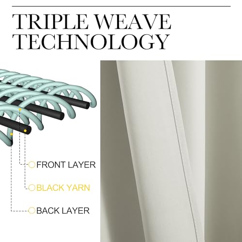 Image of NICETOWN Thermal Insulated Grommet Room Darkening Curtains /Draperies /Panels for Bedroom (Bone White, 2 Panels, W42 x L63 inches)