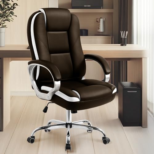 CELTOSS High-Back Ergonomic Office Chair with Lumbar Support, Heavy Duty Executive Desk Chair for Home Office, Brown
