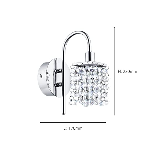 Eglo LED Wall Lamp Almonte, Bathroom Wall Light, Metal Lamp in Chrome and Clear Crystal - Image 3