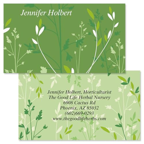 Colorful Images Organic Personalized Business Cards - 2' x 3 1/2', 250 Double Sided Custom Card Set Printed on Heavy Duty 80# Cover Paper Stock