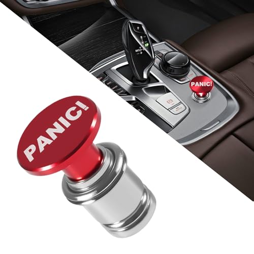 Image of Car Cigarette Lighter, Cigarette Lighter for Car, Anodized Aluminum Push Button Lighter Dustproof Plug, PANIC Button Automotive Interior Accessories for Most Vehicles (Laser Red PANIC)